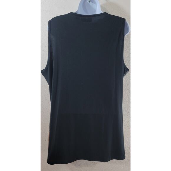 Avenue Black Purple Sequin Abstract Sleeveless Top 22 24 New Without Tags Flowy - Picture 2 of 6